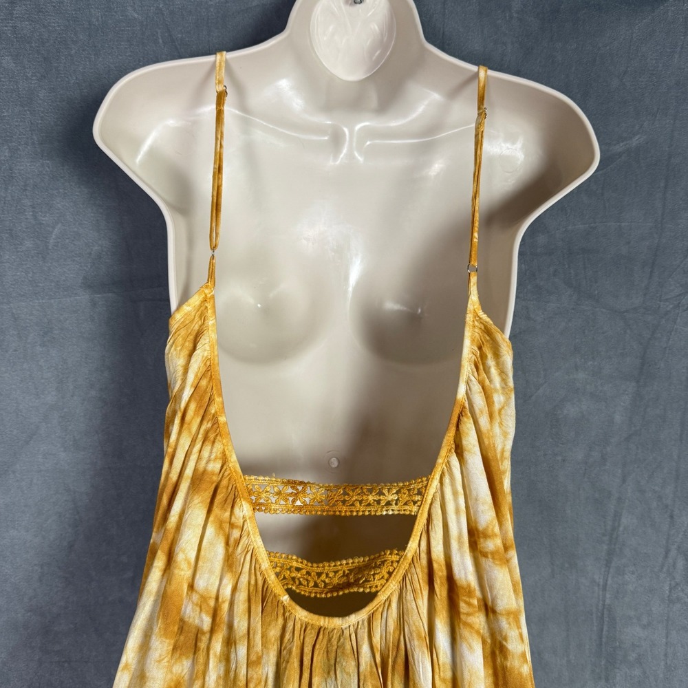 Raviya Mustard Yellow Tie Dye Maxi Dress Womens M NWT Crochet Summer Beachy - Picture 13 of 16